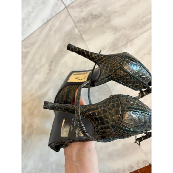 Carlos Santana Women’s Heels Green Leather Croc Kitten Heels Pointed Size 8.5 - Picture 8 of 8